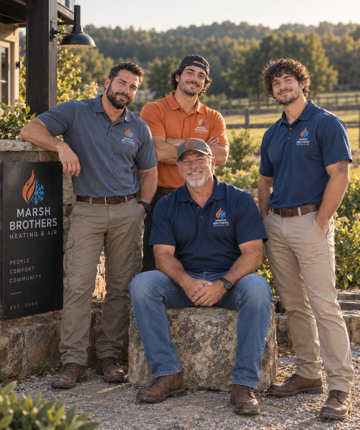 Dad, Danny, Curtis, and Pete Marsh together outdoors